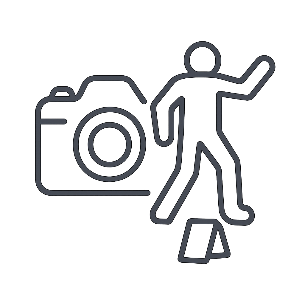 Graphic of a stick figure standing next to a graph, surrounded by icons of paper and pencil.